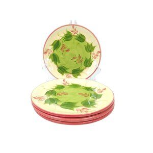 Gail Pittman Laurel Leaf Salad Plates Set of 4 Vintage 1998 Signed Pottery Rare